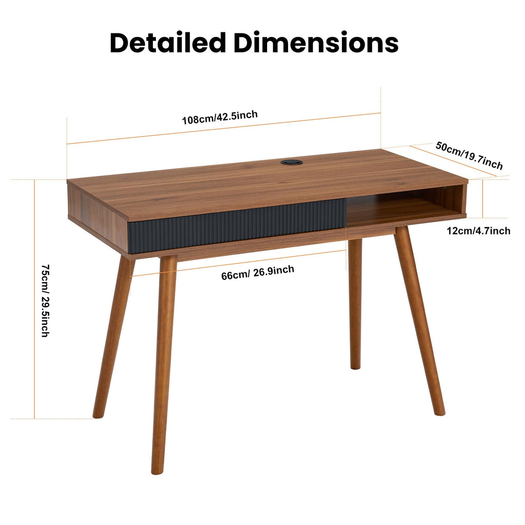Walnut Wood Desk with Drawer R430902