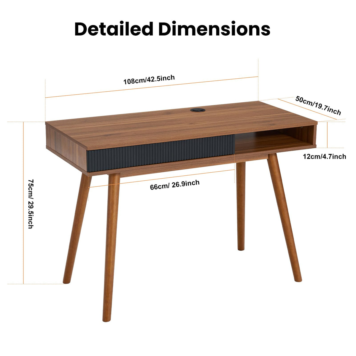 Walnut Wood Desk with Drawer R430902