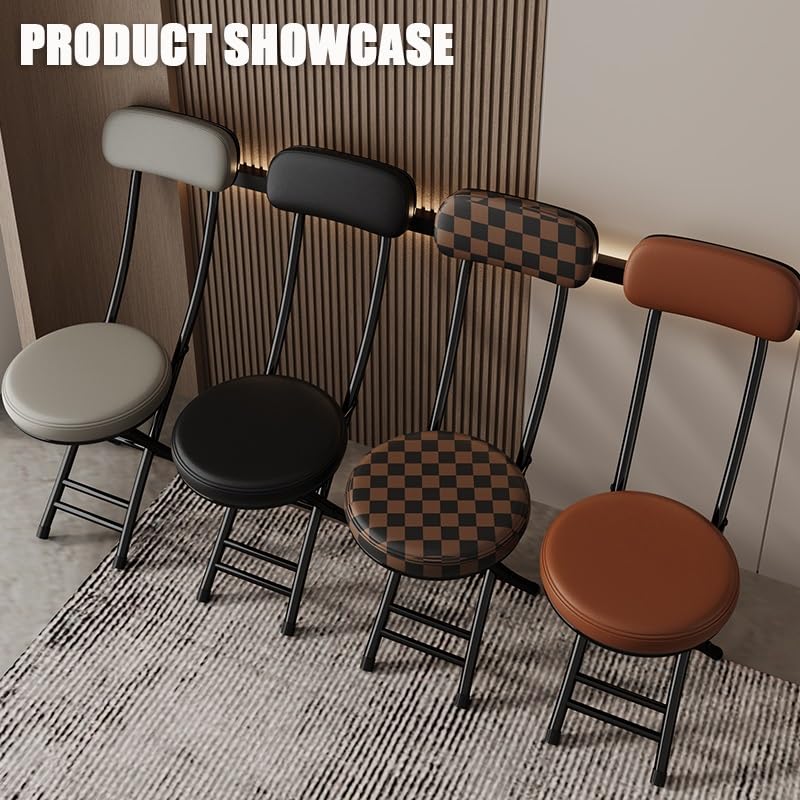 18in Black Folding Bar Stool with Back V71149