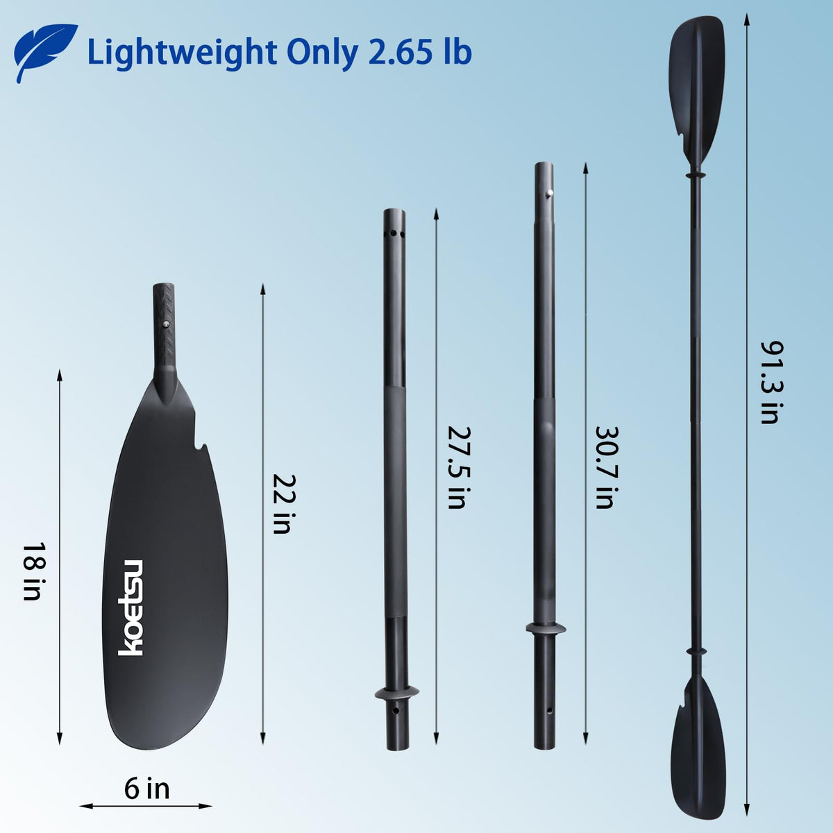 Aluminum 4-Piece Adjustable Double-Sided Kayak Paddle G8695