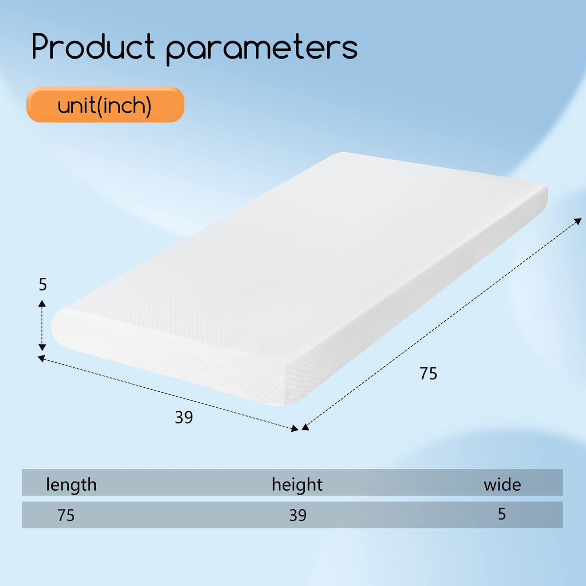 5" Twin Gel Memory Foam Mattress L4812