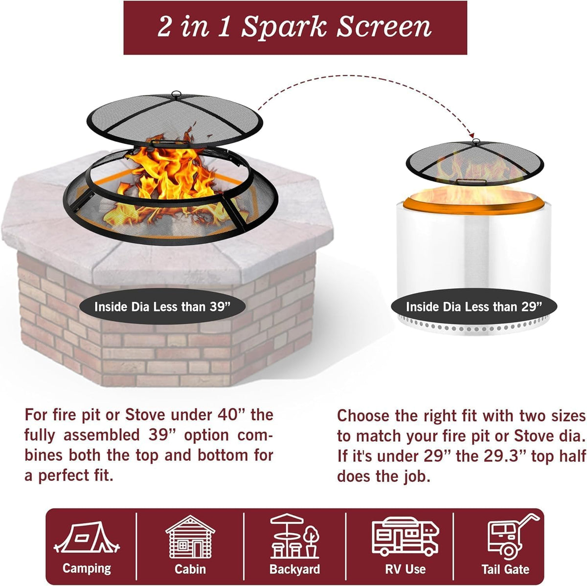 40 Inch Round Heavy Duty Fire Pit Screen E6381