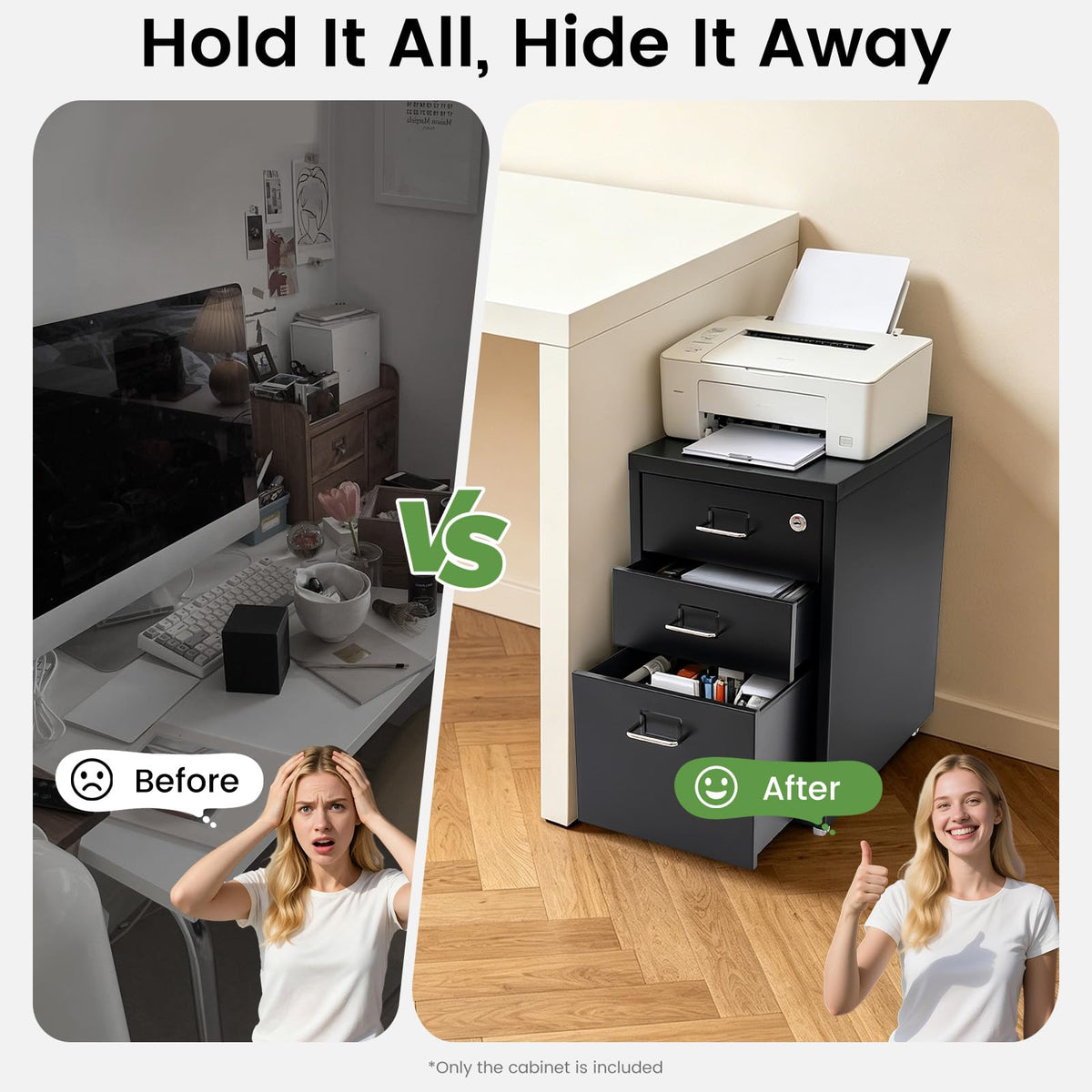 Black 3-Drawer Metal File Cabinet N765253
