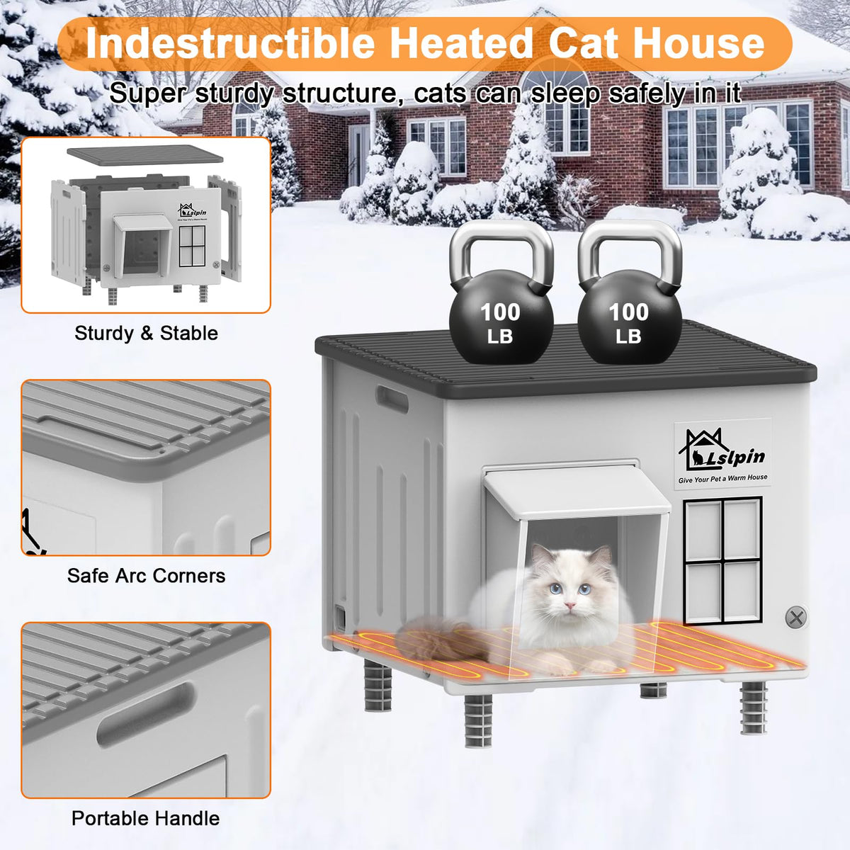 Heated Insulated Elevated Cat House R845