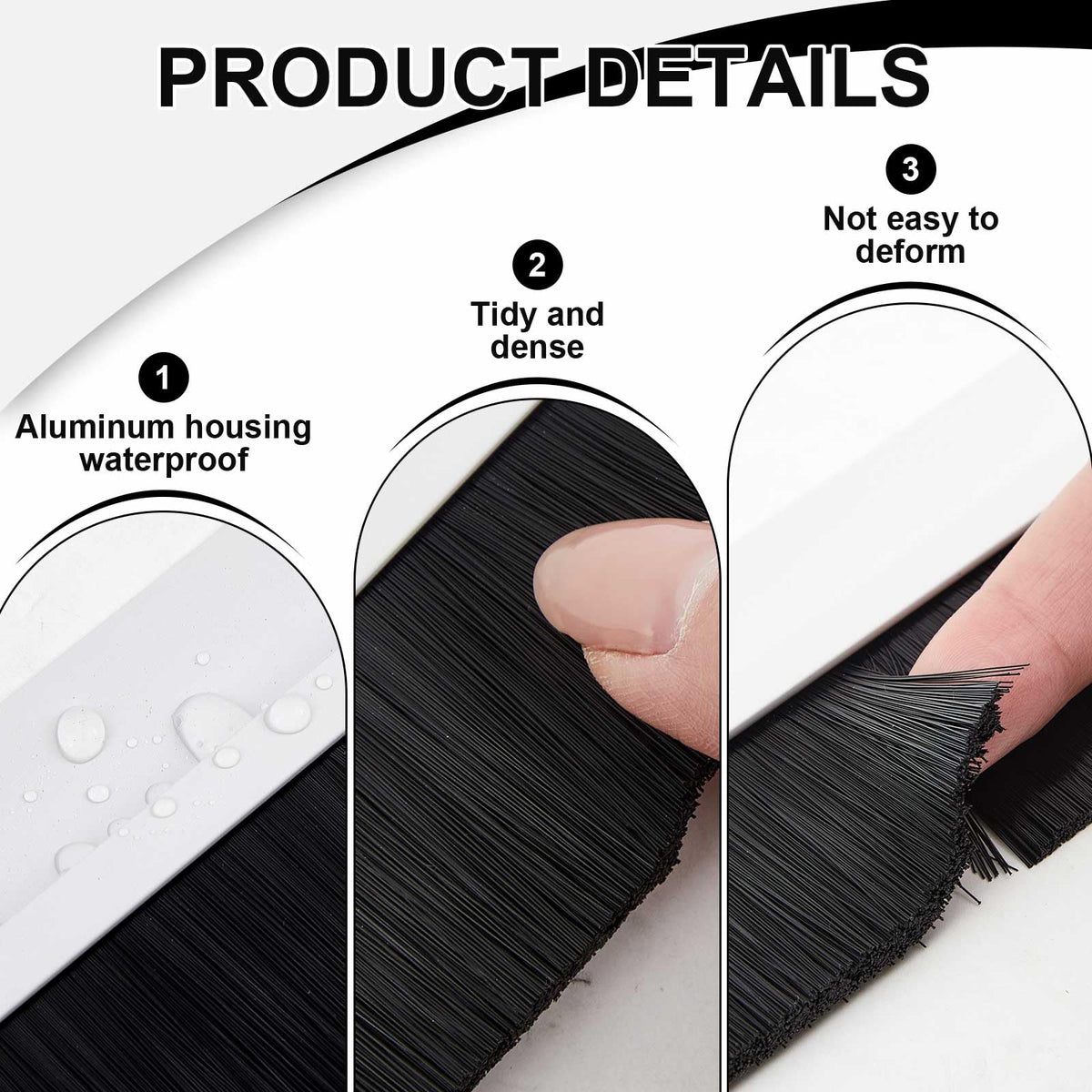 White 1 x 36 Inch Aluminum Door Sweep Brush 2 Set F690