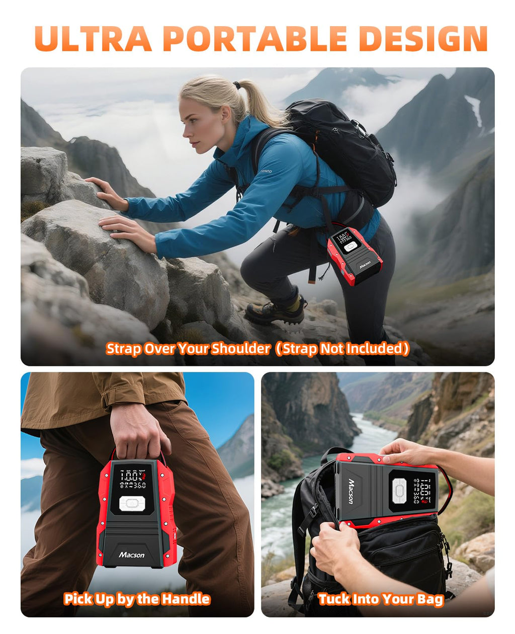 Portable 12V Jump Starter with Air Compressor and 150PSI Tire Inflator P373