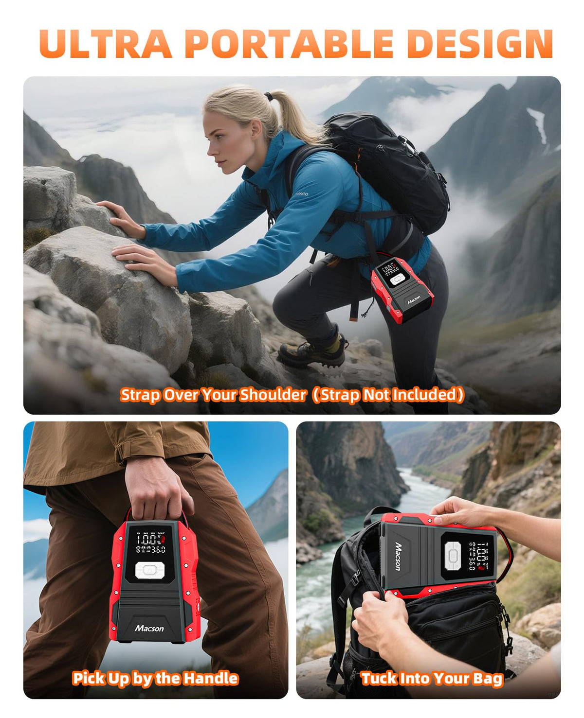 Portable 12V Jump Starter with Air Compressor and 150PSI Tire Inflator P373