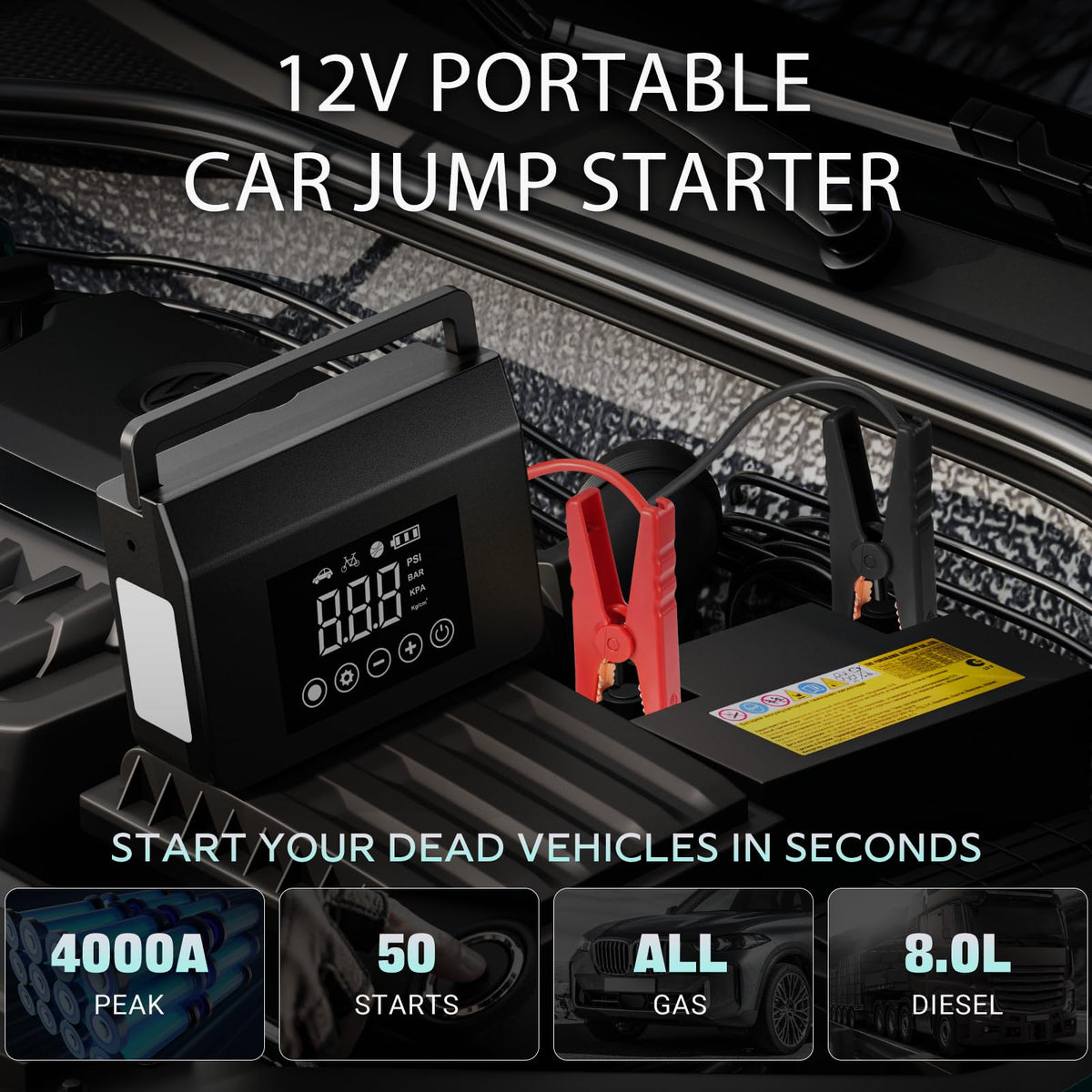 Portable Jump Starter with Air Compressor D718