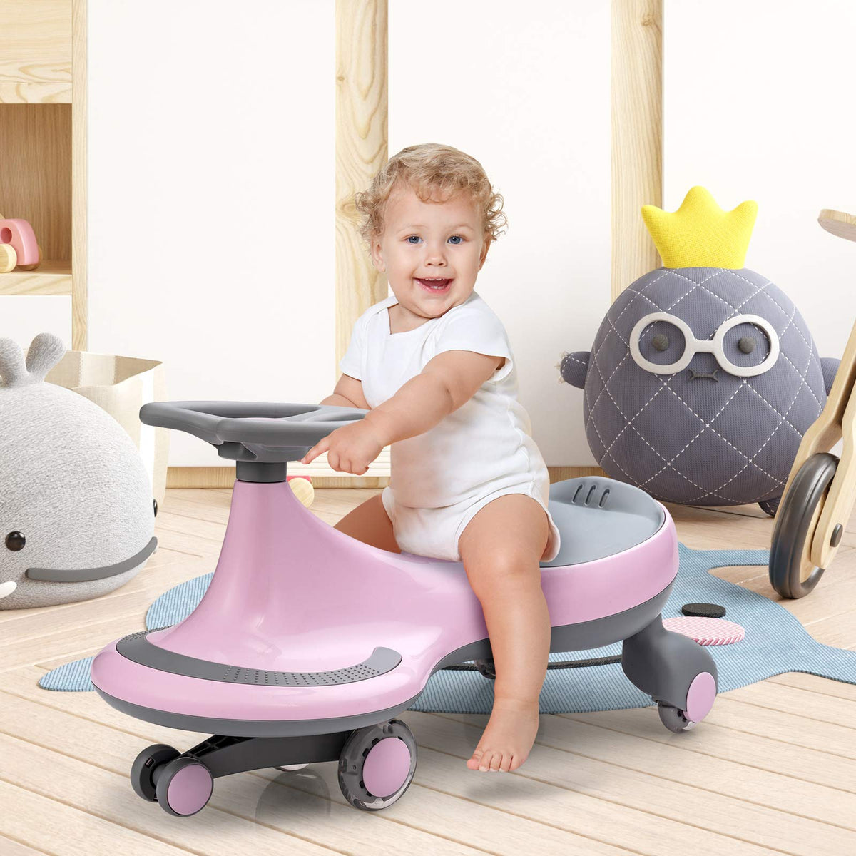 Pink Wiggle Car with LED Flashing Wheels Y324308