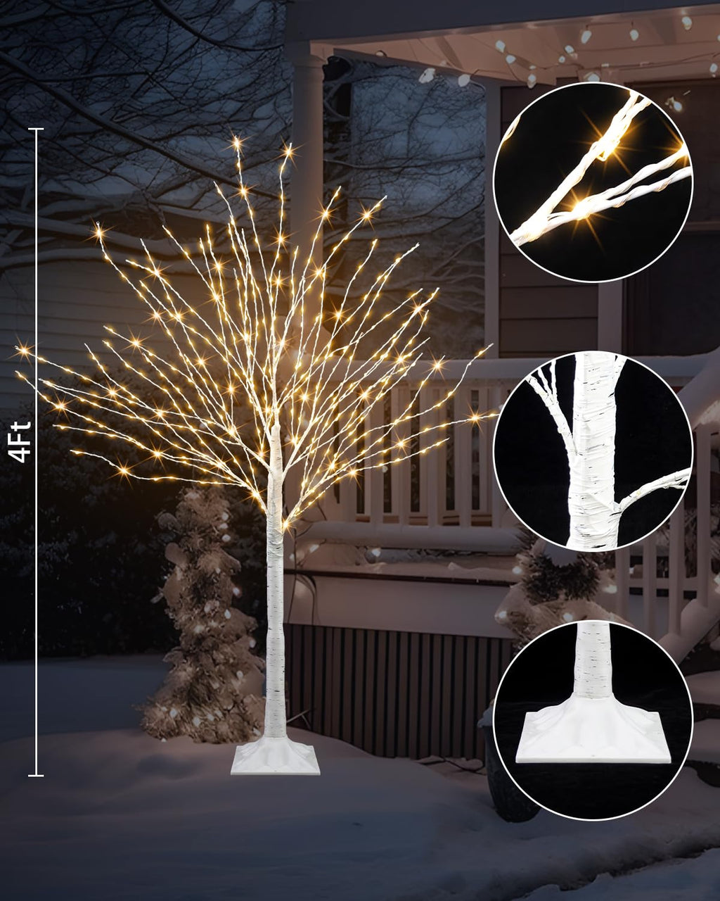 4 FT Lighted Artificial White Birch Tree with 432 LED Timer E612561