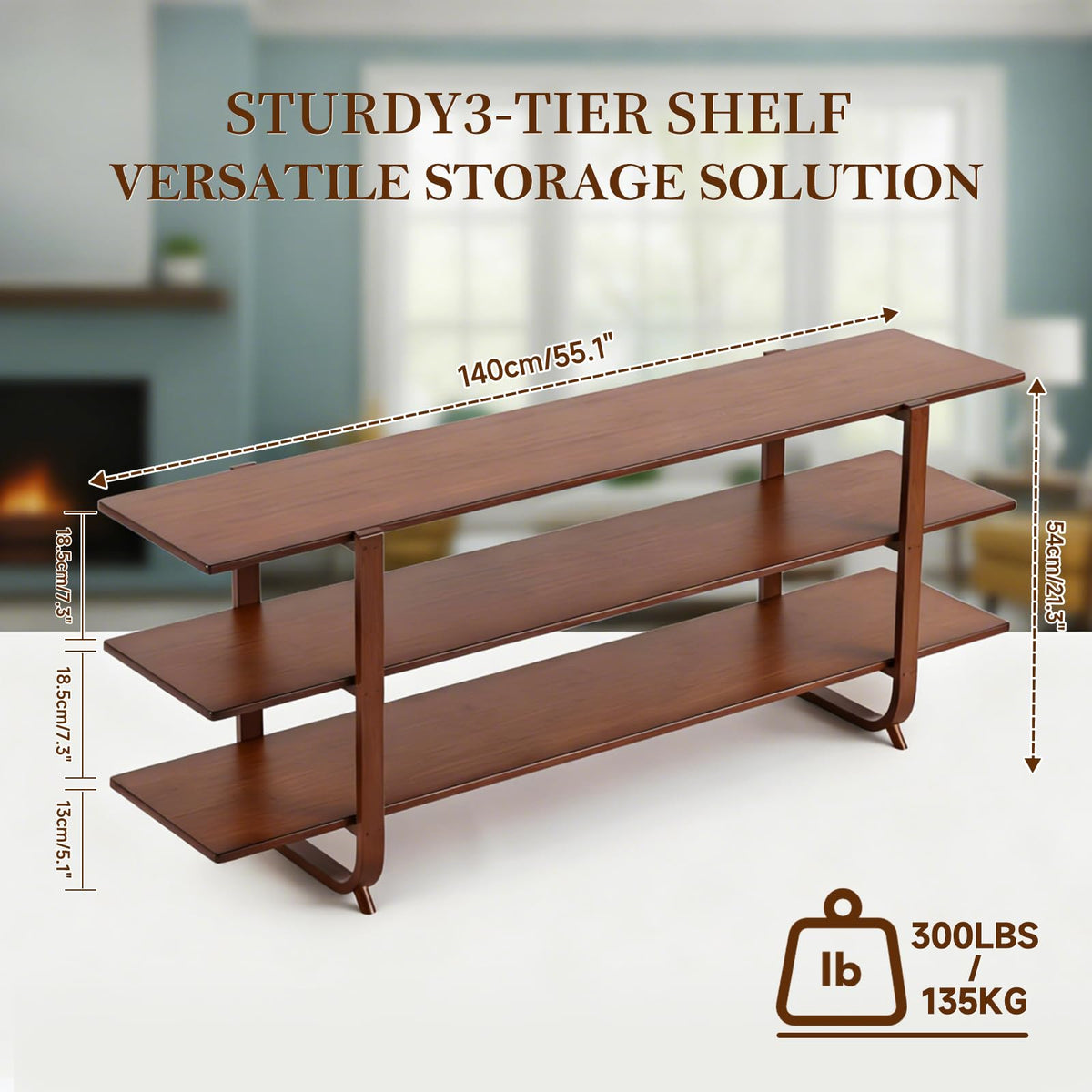 Walnut 65 Inch 3-Tier TV Stand E589460