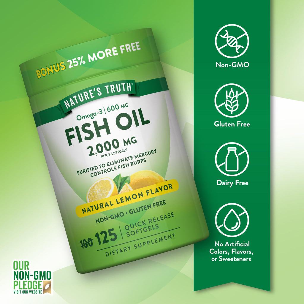 Omega 3 Fish Oil 2000 mg 125 Softgels H8179