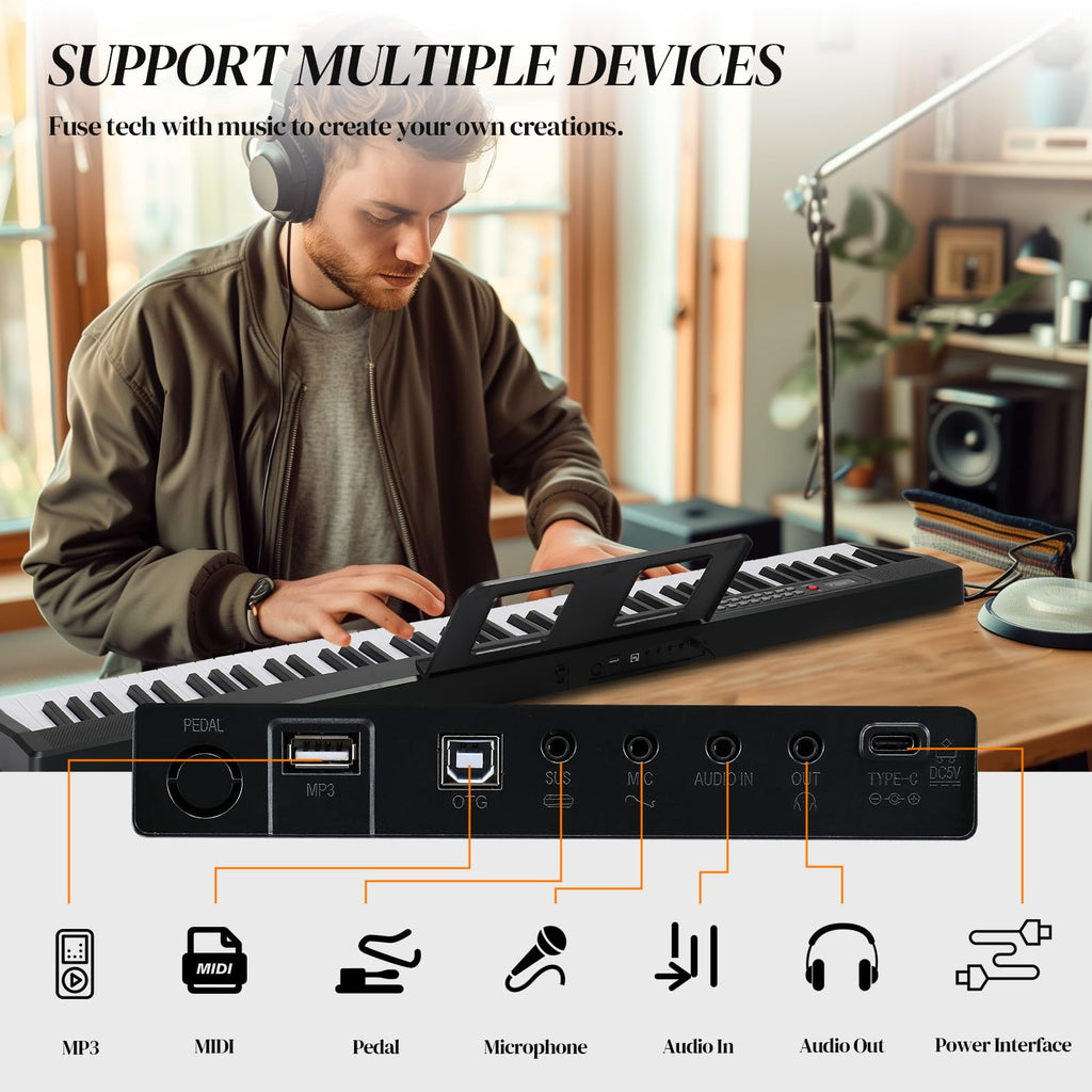 88 Key Foldable Electronic Keyboard Piano with Stand H626