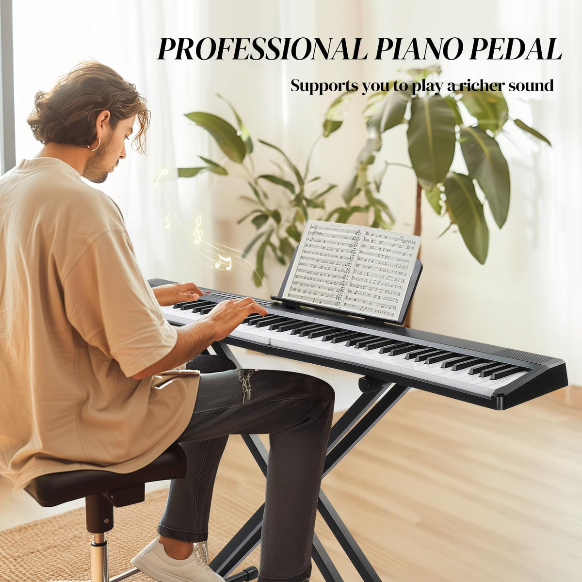 88 Key Foldable Electronic Keyboard Piano with Stand H626