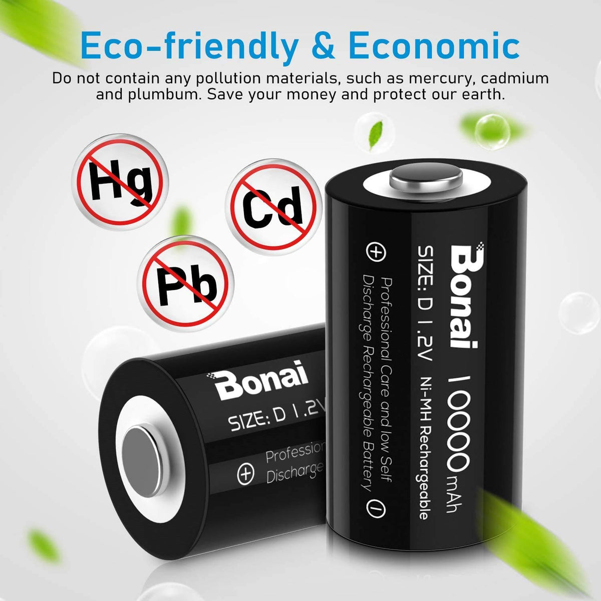 Rechargeable D Batteries 8 Pack D897