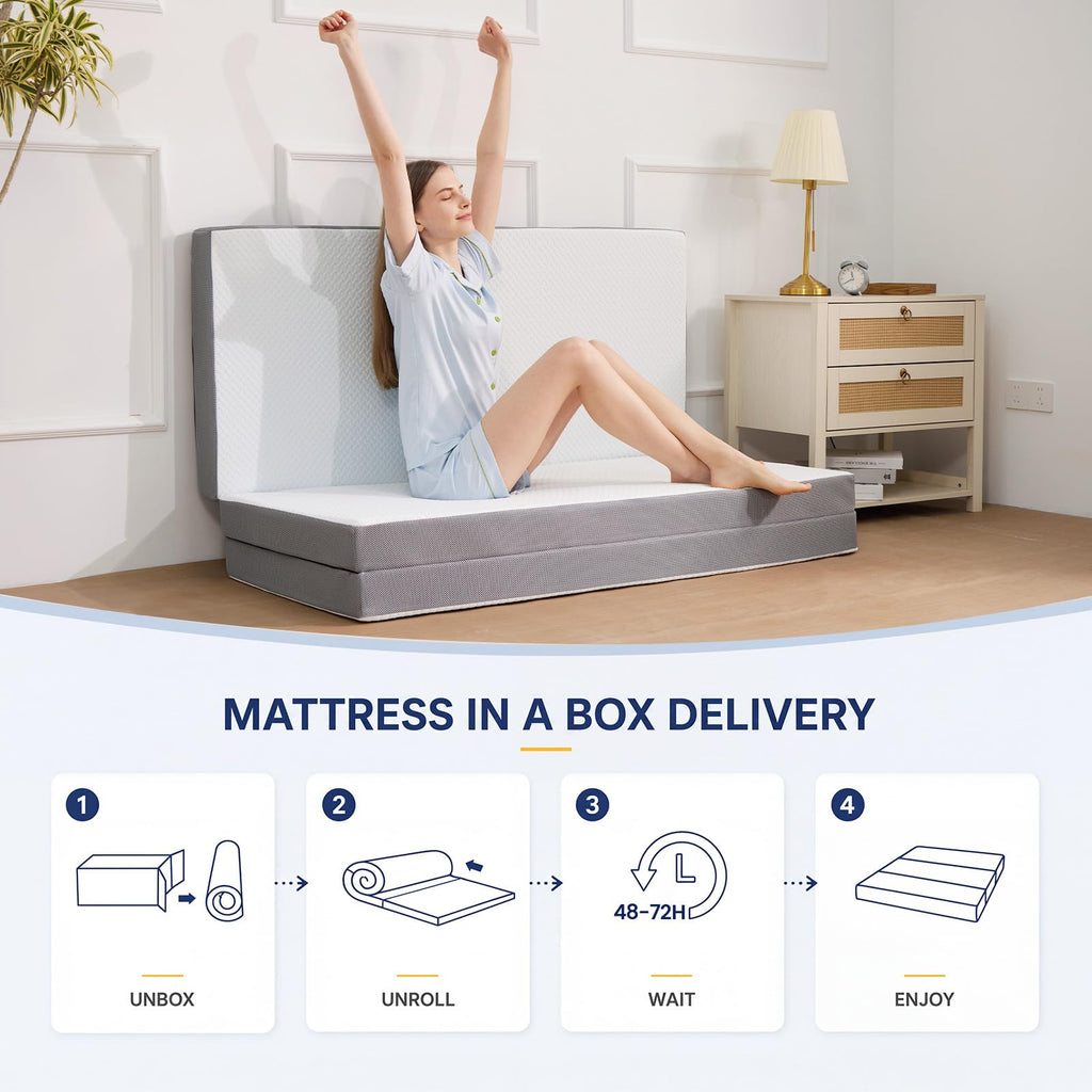 6 Inch Memory Foam Trifold Folding Mattress L9416