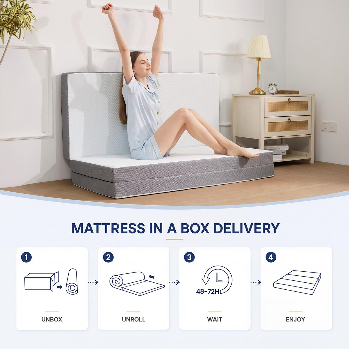 6 Inch Memory Foam Trifold Folding Mattress L9416