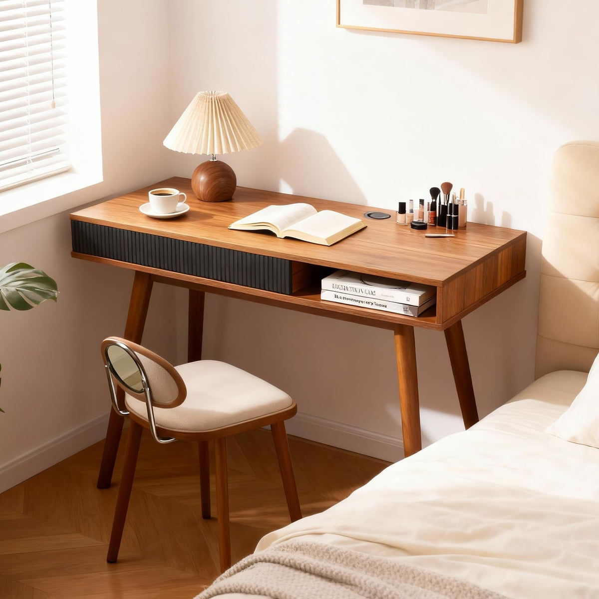 Walnut Wood Desk with Drawer R430902