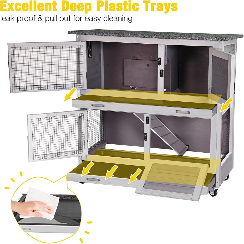 Rabbit Hutch 2 Story Pet House on Wheels W243451
