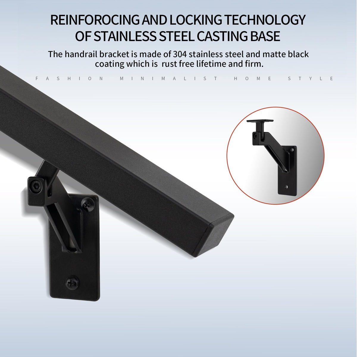 Matte Black Handrails Kit for Stairs M182