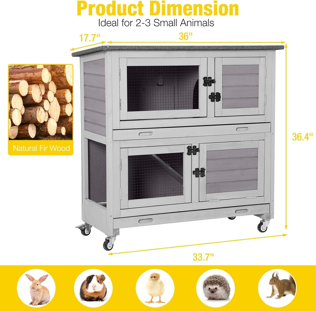 Rabbit Hutch 2 Story Pet House on Wheels W243451