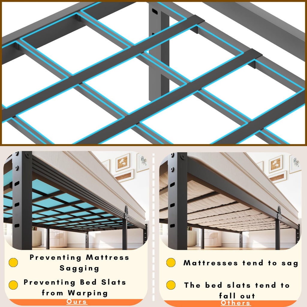 14 Inch Metal Platform Full Bed Frame with Storage W516
