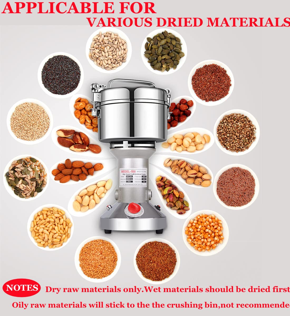 550g High Speed Stainless Steel Electric Herb Grinder F45141