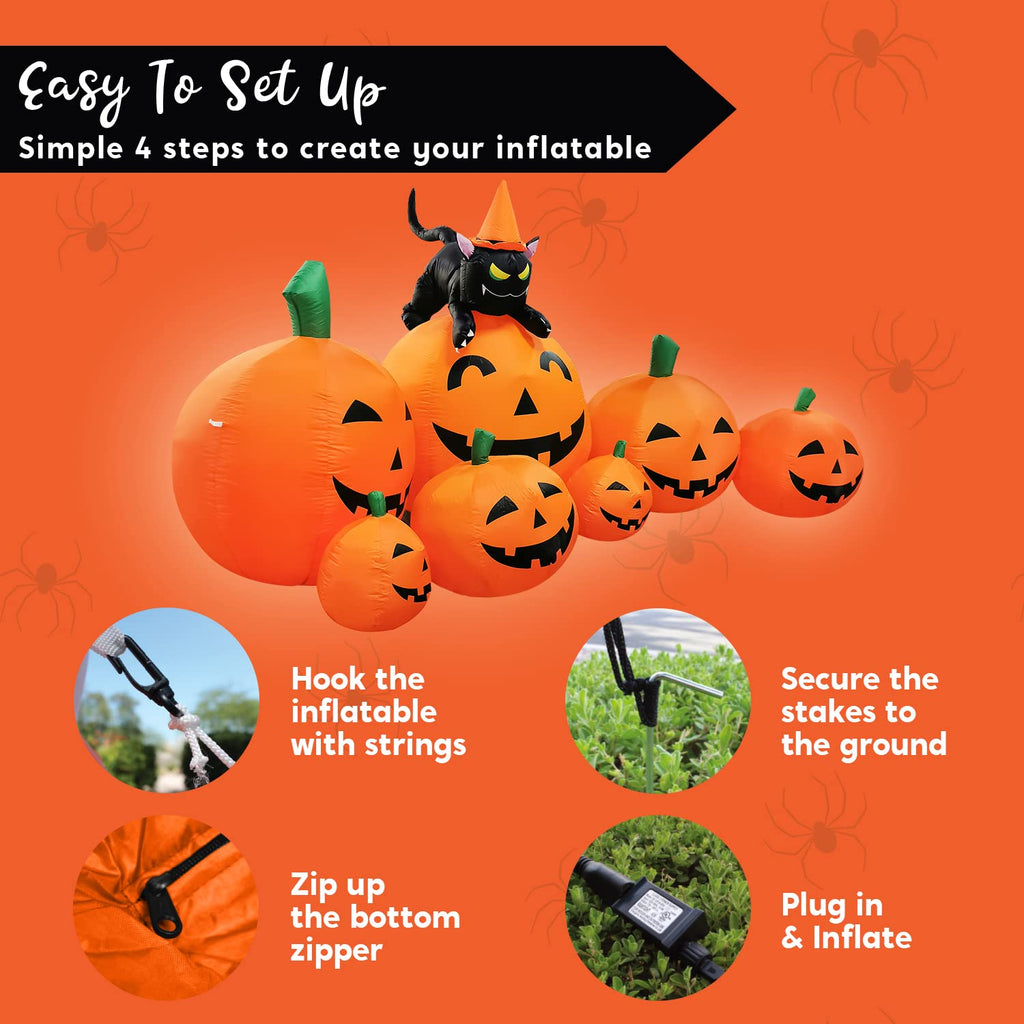 7 FT Long Halloween Inflatables Pumpkin Outdoor Decoration N958
