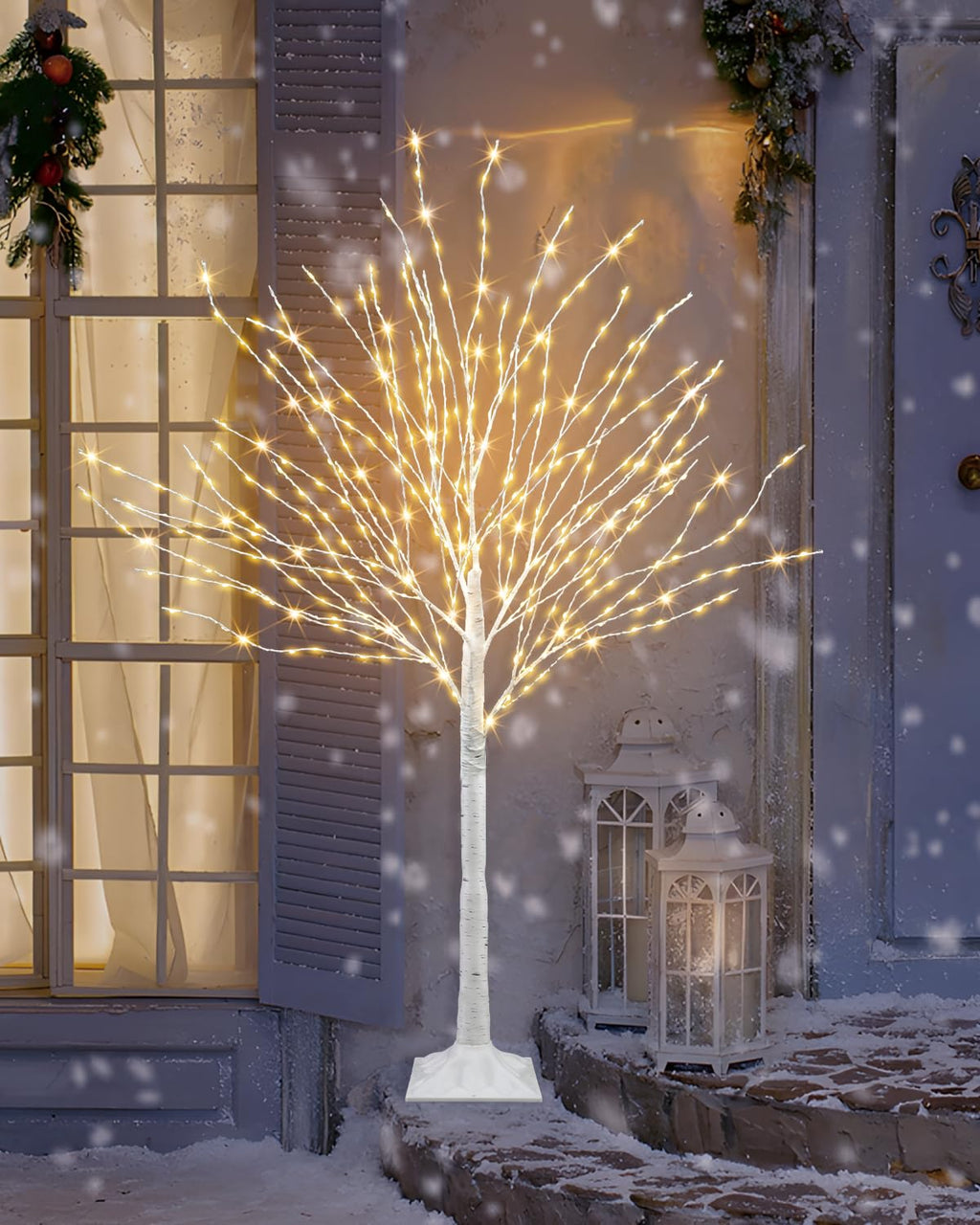 4 FT Lighted Artificial White Birch Tree with 432 LED Timer E612561