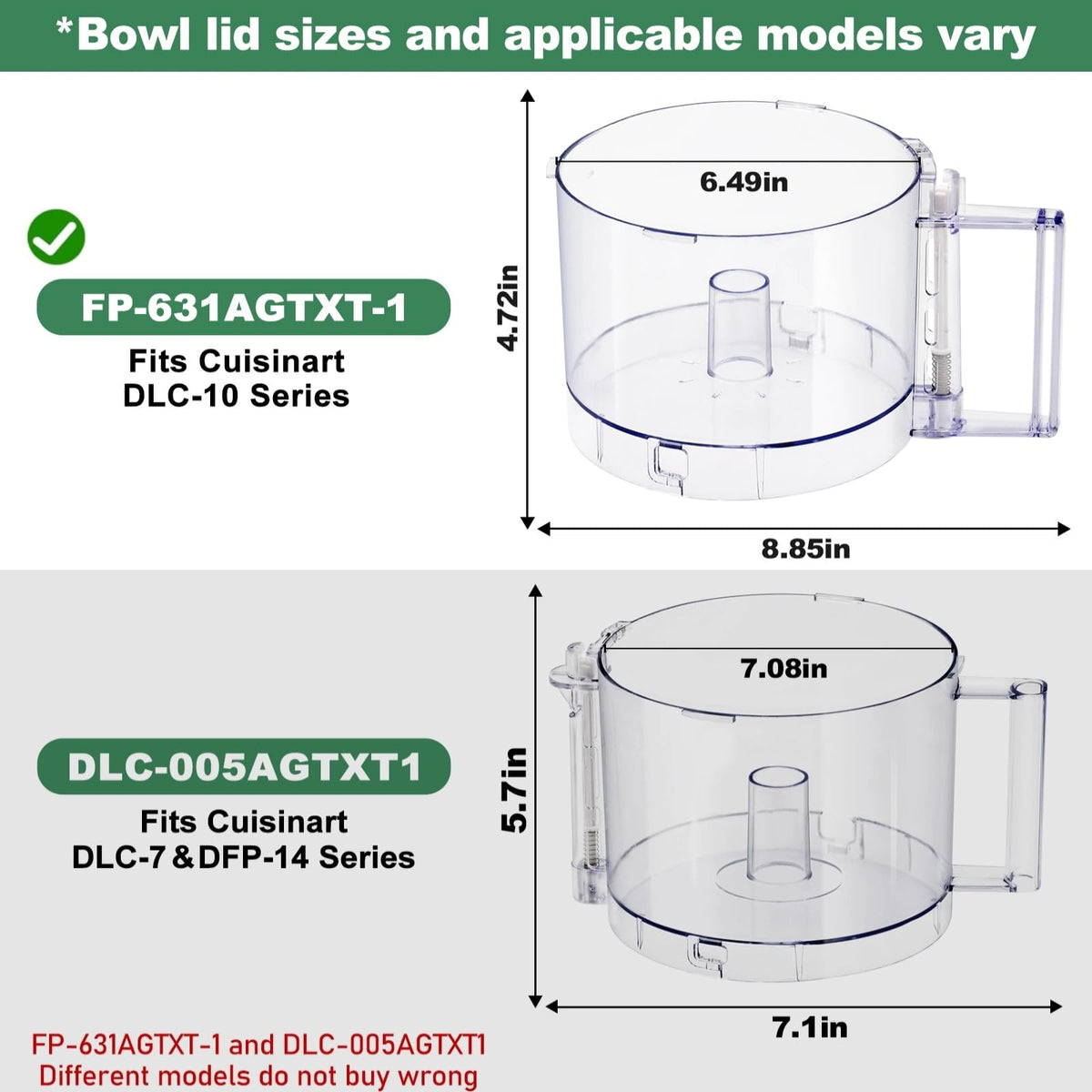 Food Processor Work Bowl 7-Cup with 4 Locking Tabs A3681