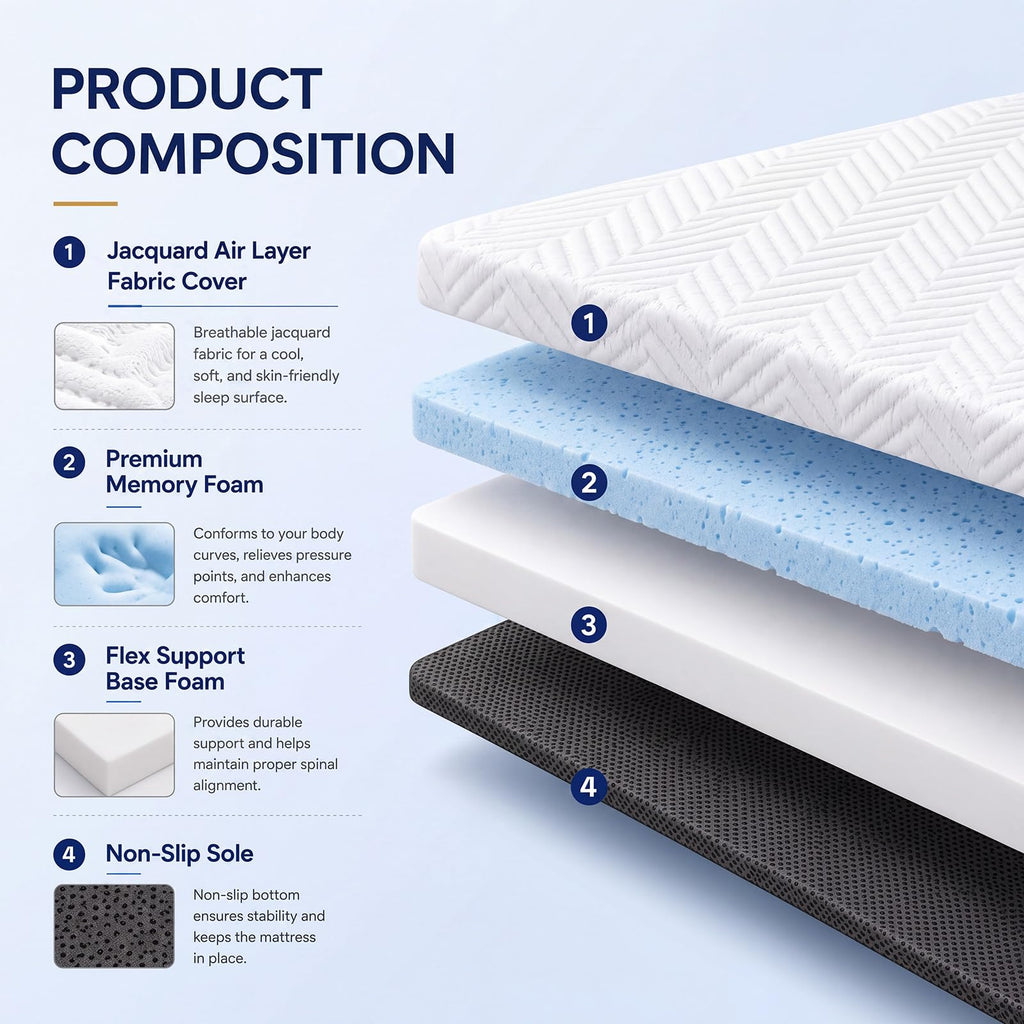 6 Inch Memory Foam Trifold Folding Mattress L9416