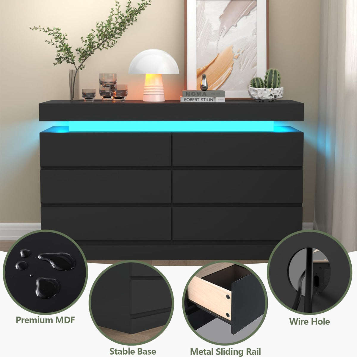 6 Drawer Dresser with Power Outlet P32576