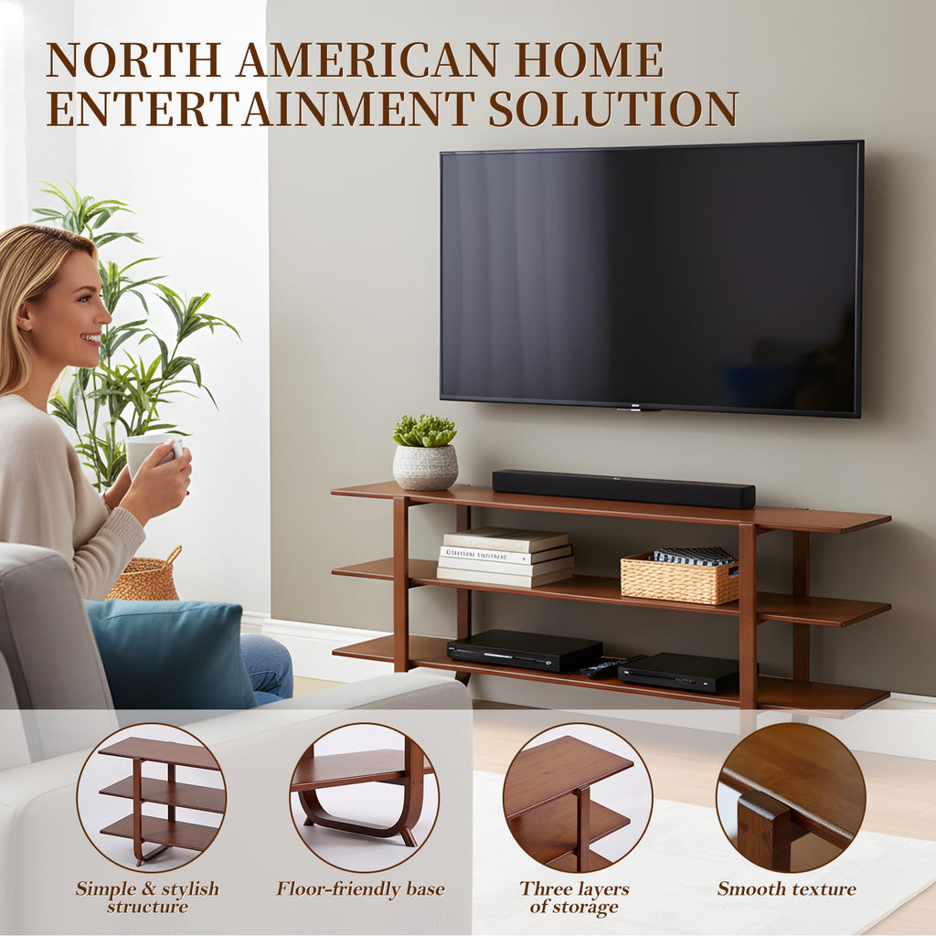 Walnut 65 Inch 3-Tier TV Stand E589460