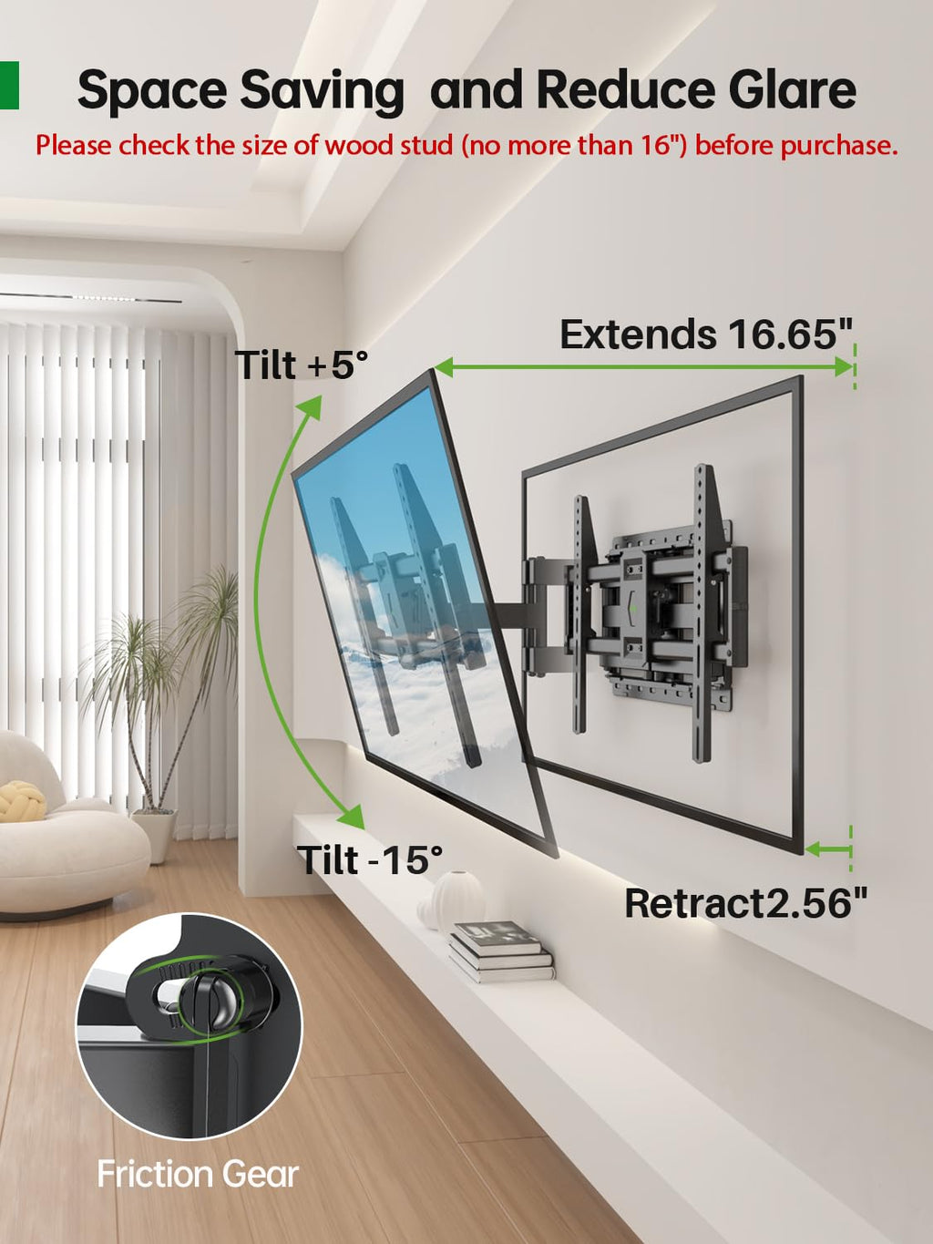 Full Motion TV Wall Mount for 42-90 inch Flat Screen Z76161