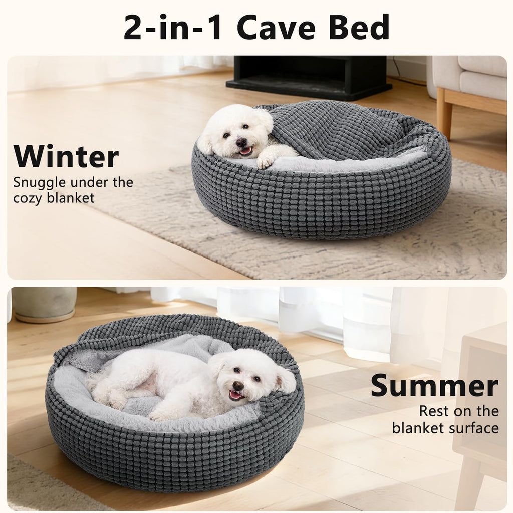 Small Dog Bed with Attached Blanket, 23inch R1040