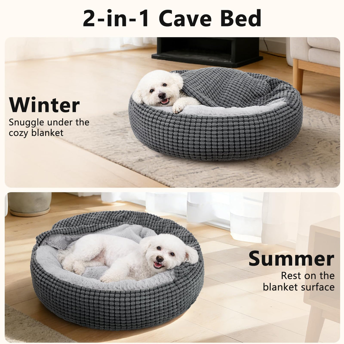 Small Dog Bed with Attached Blanket, 23inch R1040