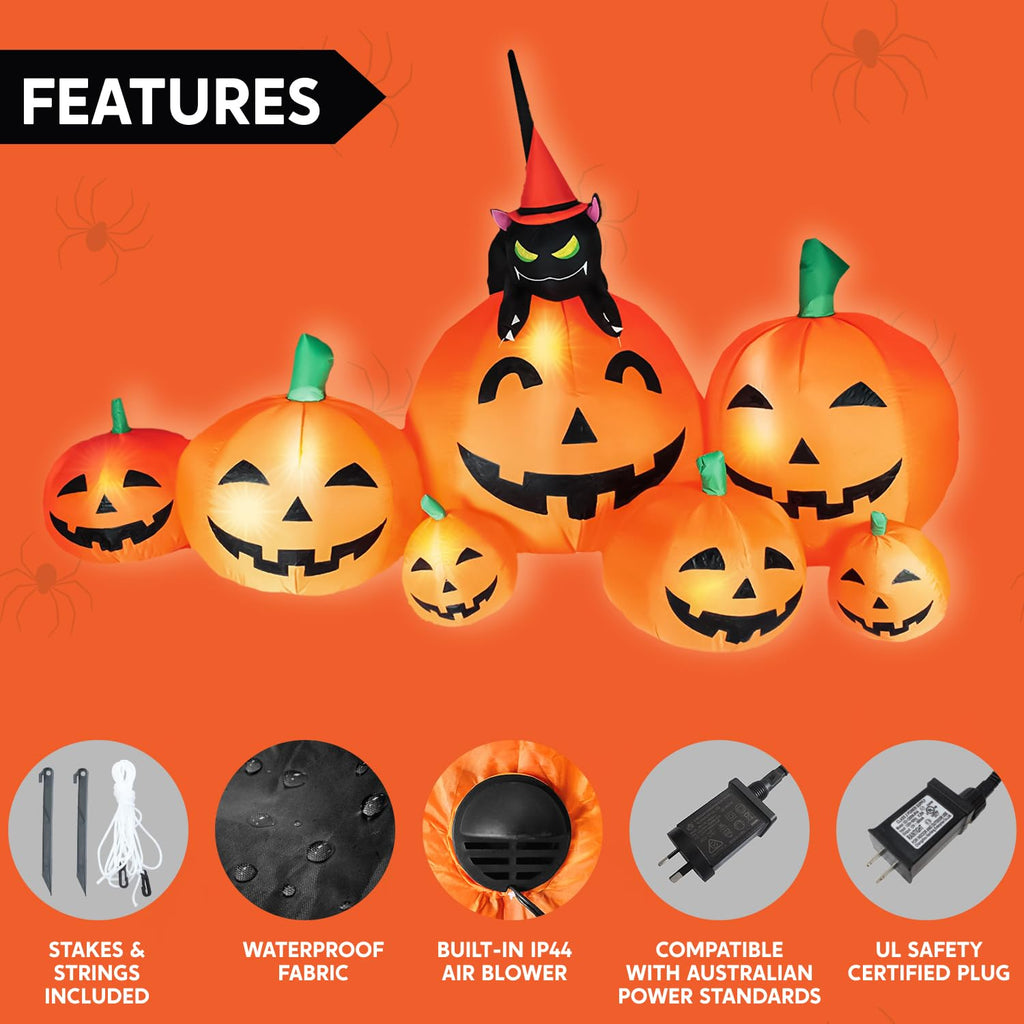 7 FT Long Halloween Inflatables Pumpkin Outdoor Decoration N958