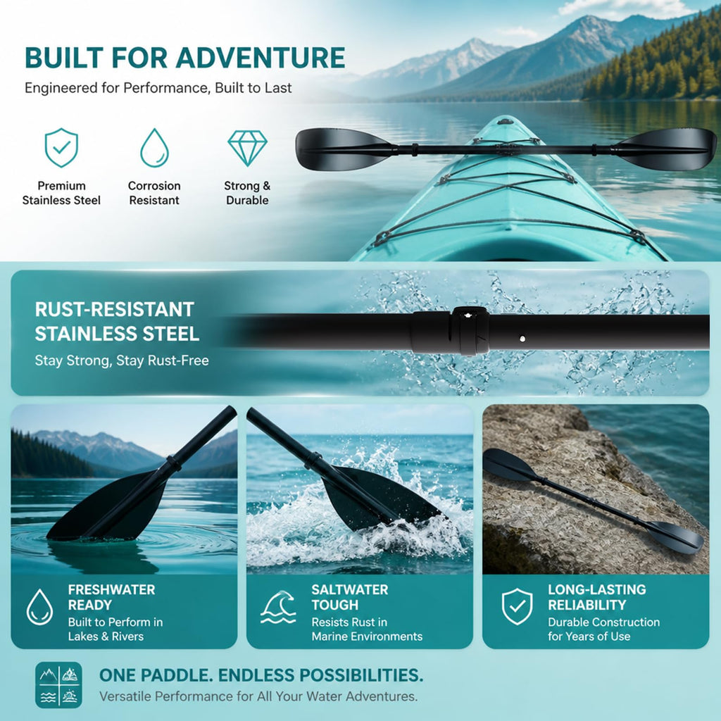 4 Piece Adjustable Kayak Paddle with Storage Bag P38940