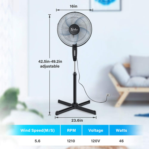 16″ 3 Speed Oscillating Pedestal Stand Fan, Black X597