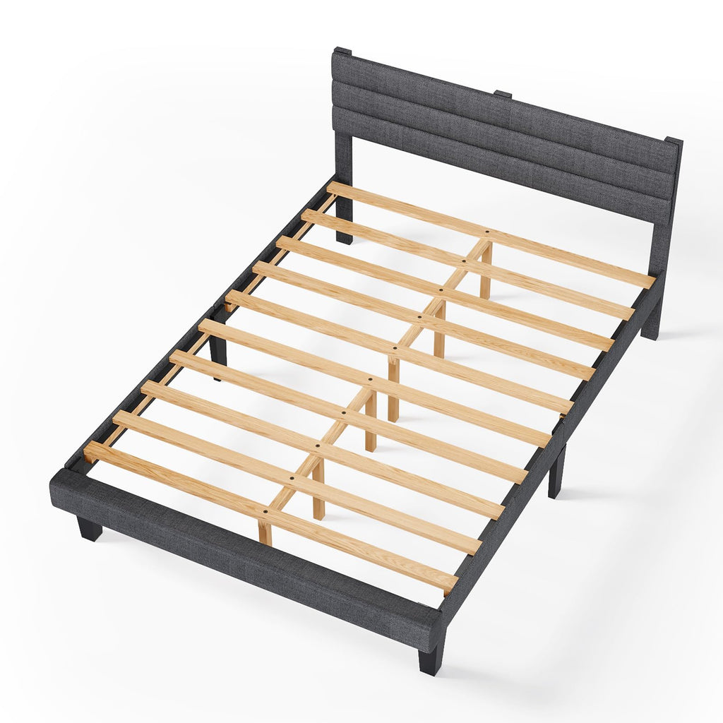Queen Size Linen Fabric Upholstered Platform Bed Frame Z80432