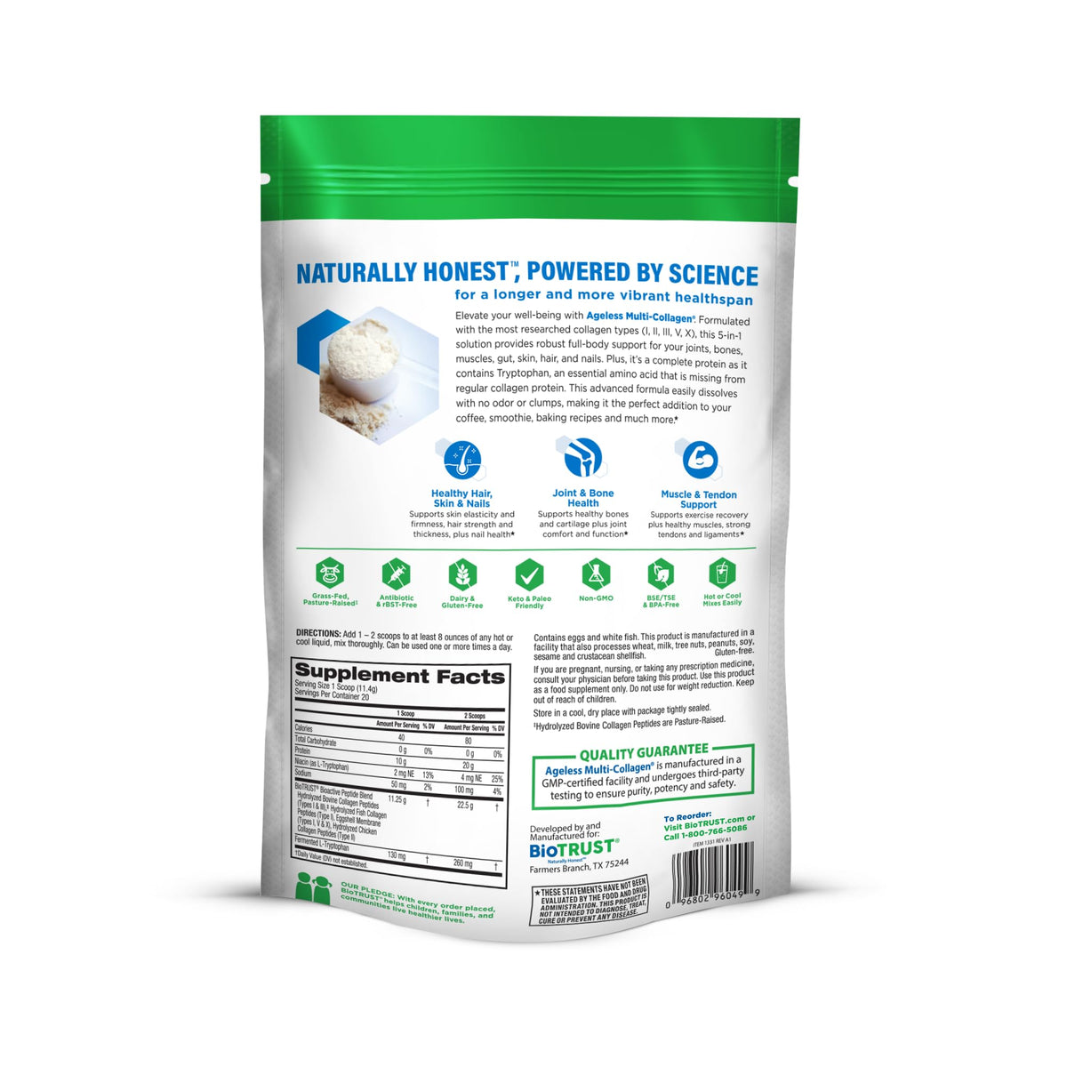 Unflavored Hydrolyzed Collagen Peptides Powder 3 Pack S215