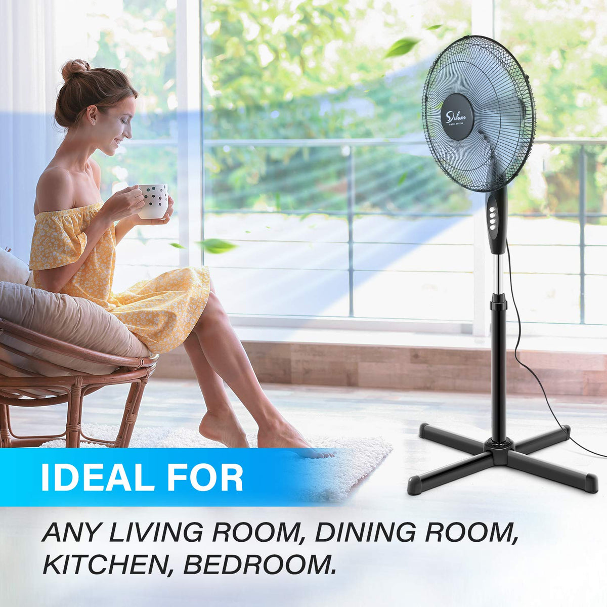 16″ 3 Speed Oscillating Pedestal Stand Fan, Black X597