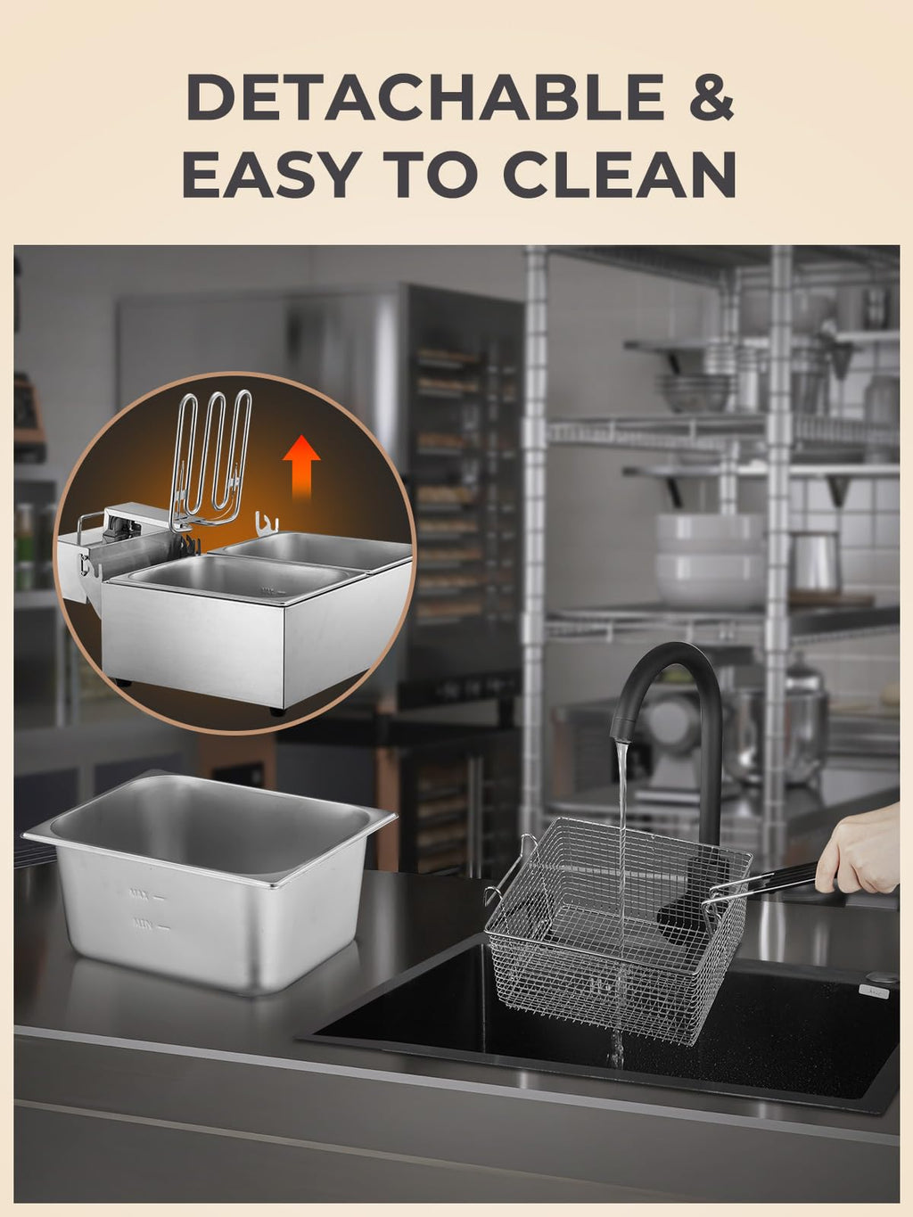 3400W 20.7QT Stainless Steel Electric Deep Fryer with 2 Removable Baskets Z38787