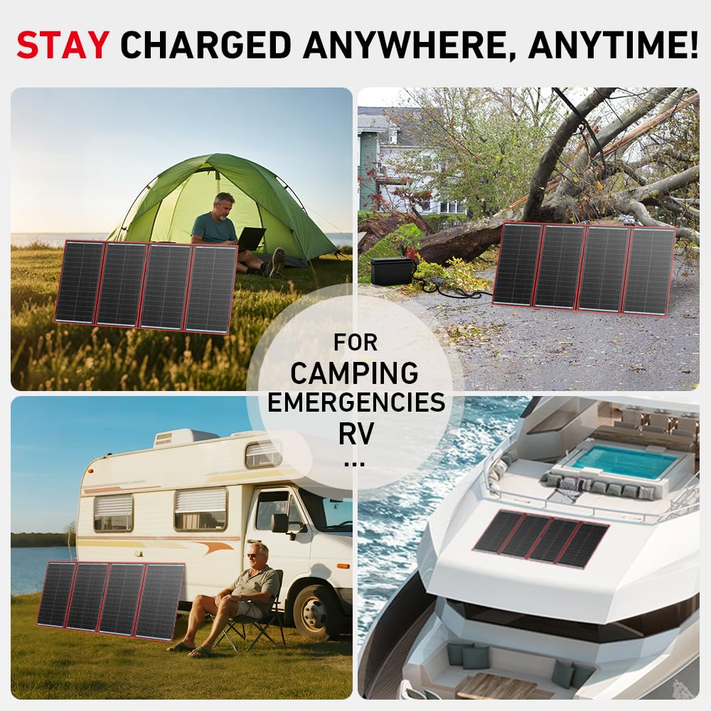 300W Foldable Solar Panel Kit with PWM Controller and USB Ports G556581