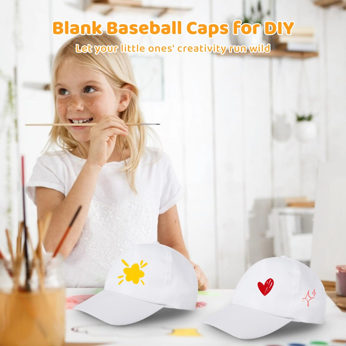 30 Pcs White Adjustable Polyester Baseball Caps R64238