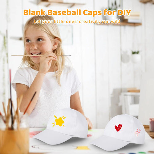 30 Pcs White Adjustable Polyester Baseball Caps R64238