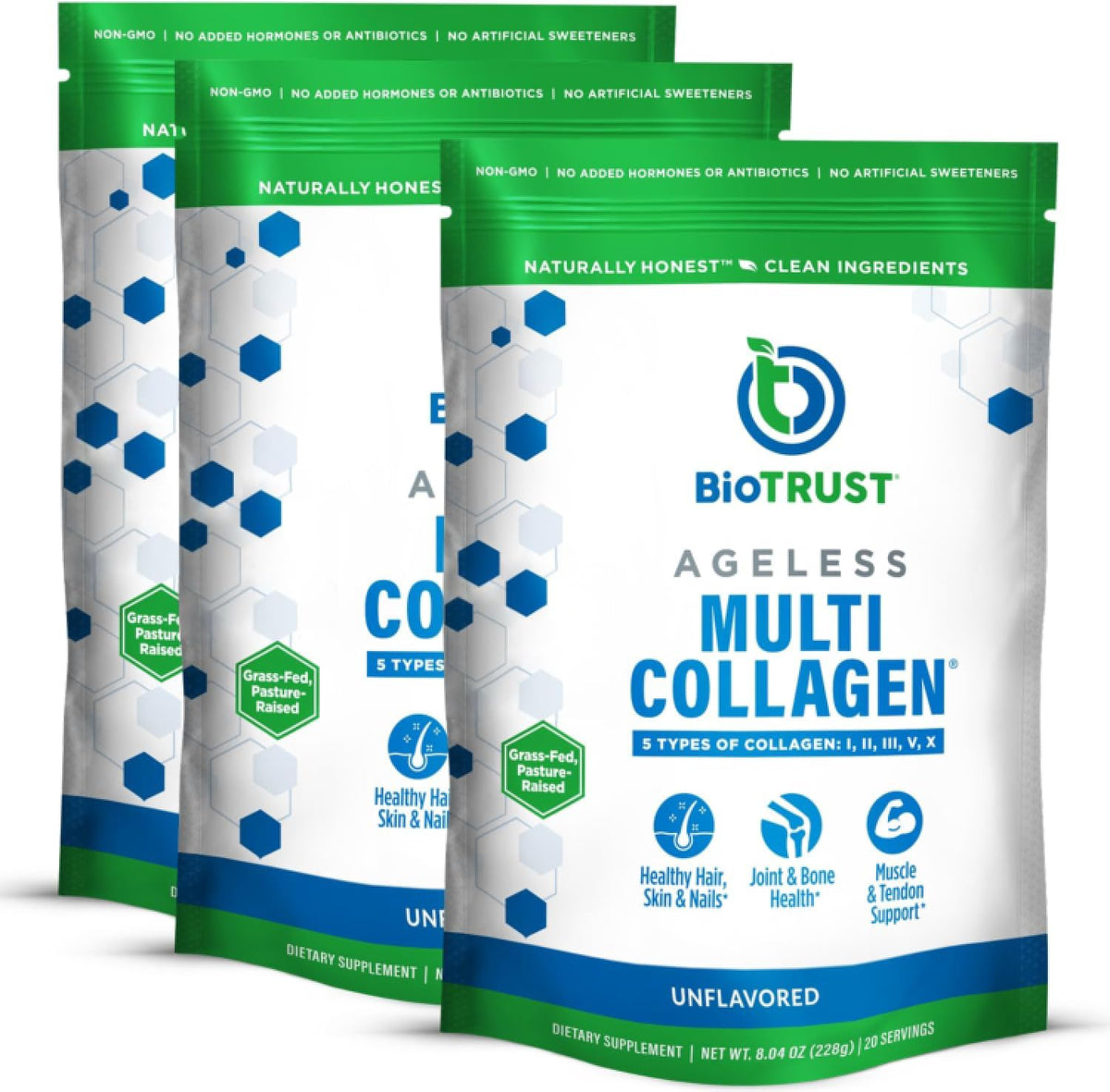 Unflavored Hydrolyzed Collagen Peptides Powder 3 Pack S215