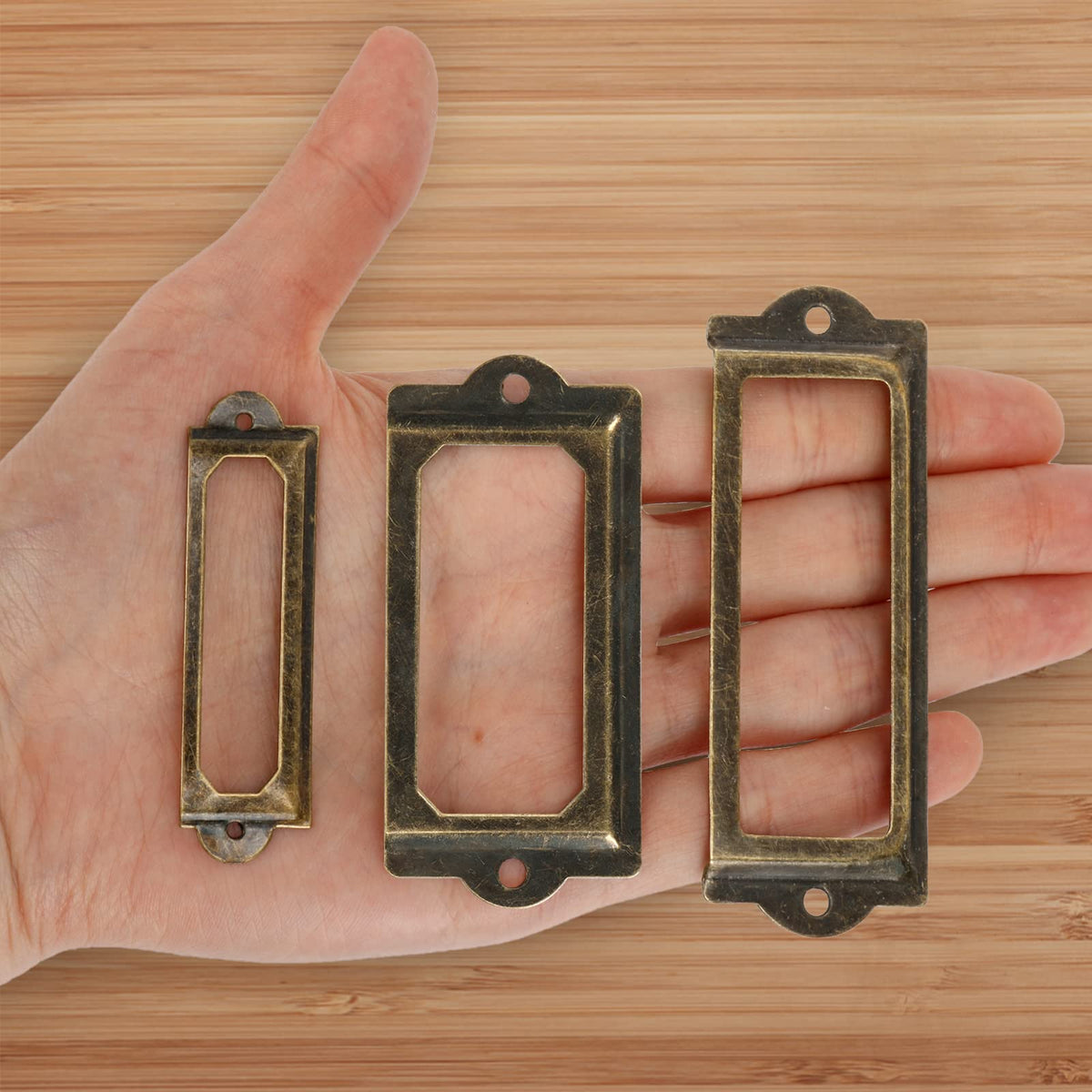 60 Pcs Metal Label Holders, 3 Sizes V16825