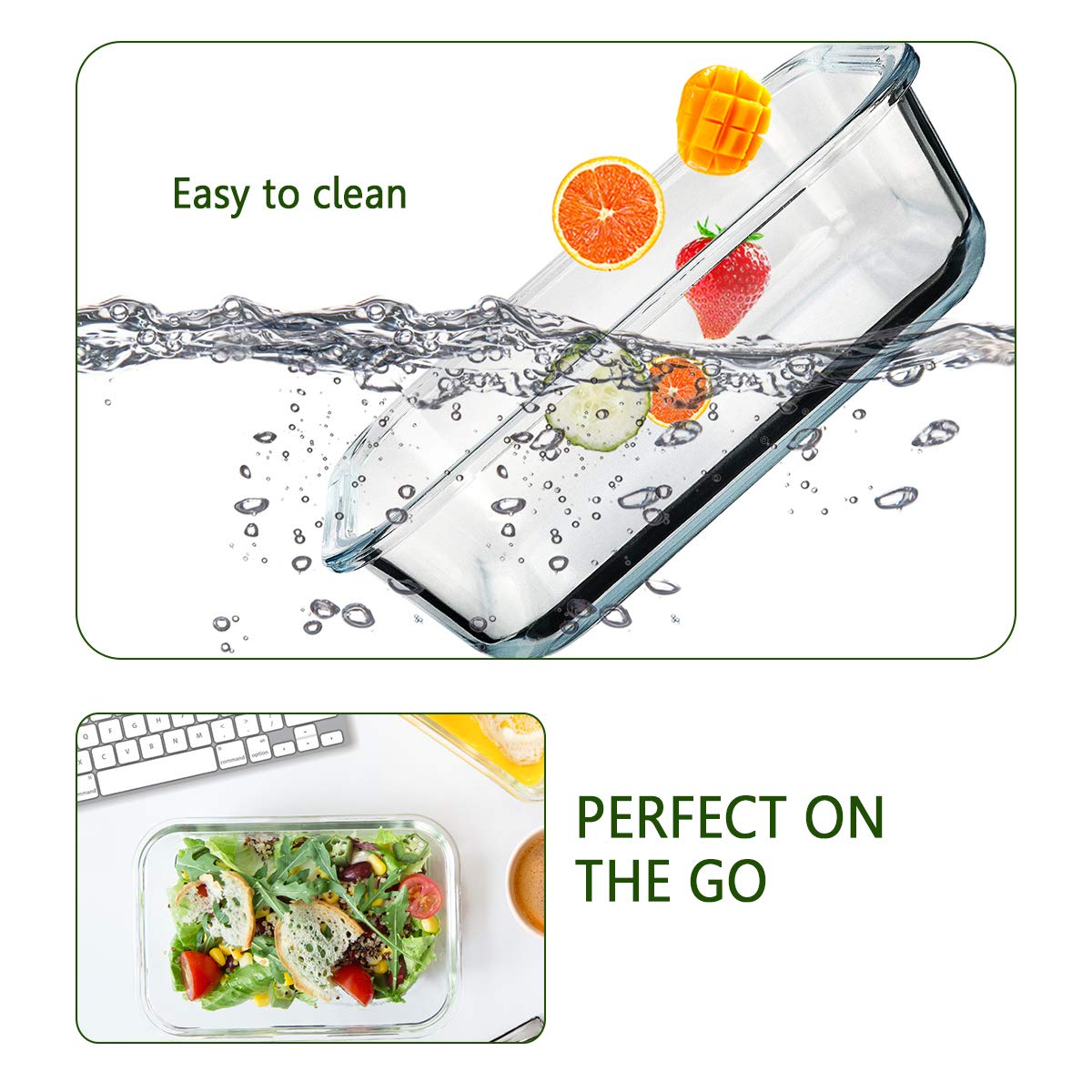 30 oz Glass Food Storage Containers with Lids V356380