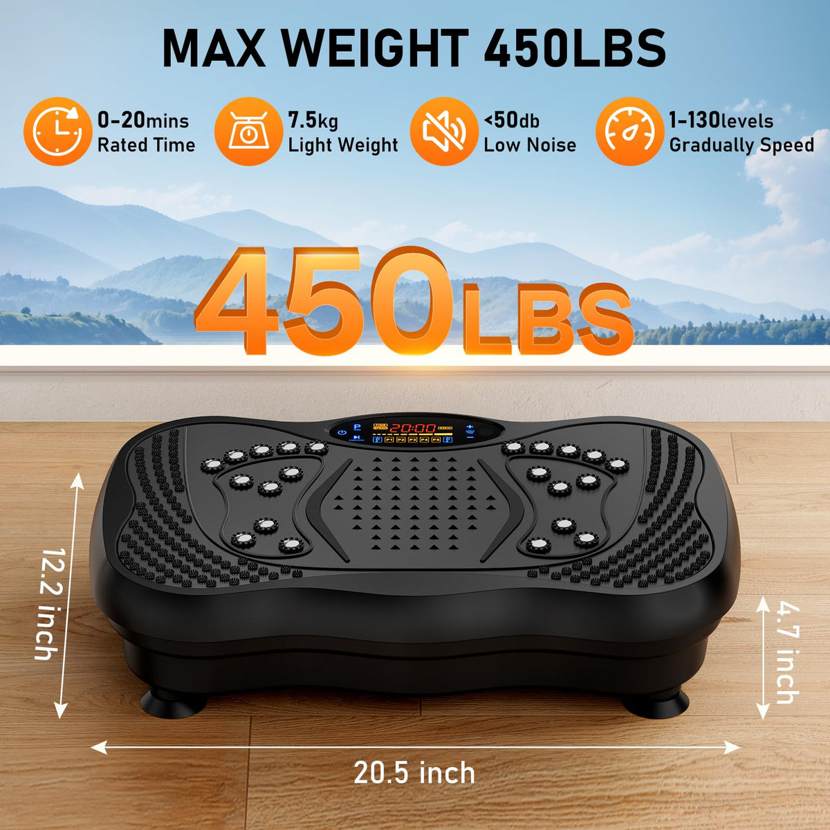 Vibration Plate Exercise Machine 130 Levels 450 Lbs Capacity G155